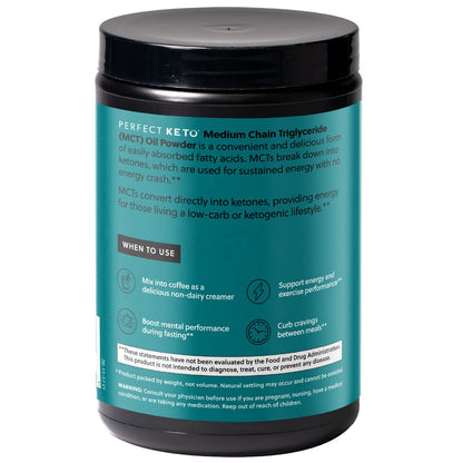 Perfect Keto 7g MCT Oil Powder Vanilla – Non-Dairy Keto Coffee Creamer, 30 Servings