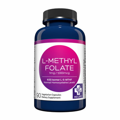 MD Life L-Methylfolate 1 mg | Professional-Grade MTHFR Support | 90 Caps
