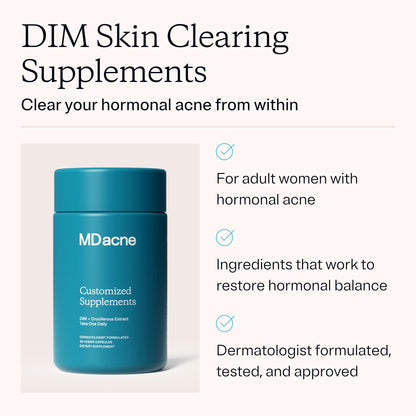 MDacne DIM Skin Clearing Supplements – 30 Vegan Capsules | Acne Treatment, Estrogen Balance & Hormone Support