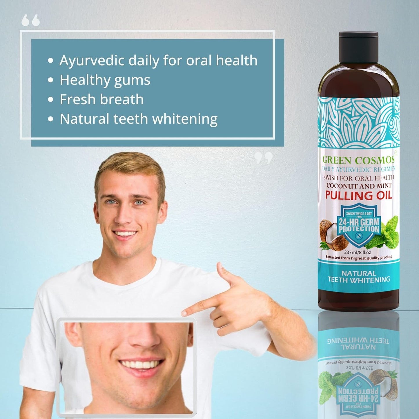 Coconut Mint Pulling Oil Mouthwash 237ml - Ayurvedic, Alcohol & Fluoride Free