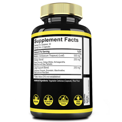 Mecisco 11in1 Mullein Leaf Capsules – Panax Ginseng, Cordyceps & More | 60 Capsules
