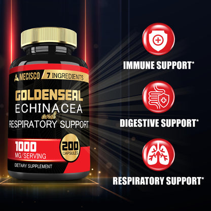 Mecisco Goldenseal Root Capsule Organic with Echinacea - Immune & Digestive Support (200 Capsules)
