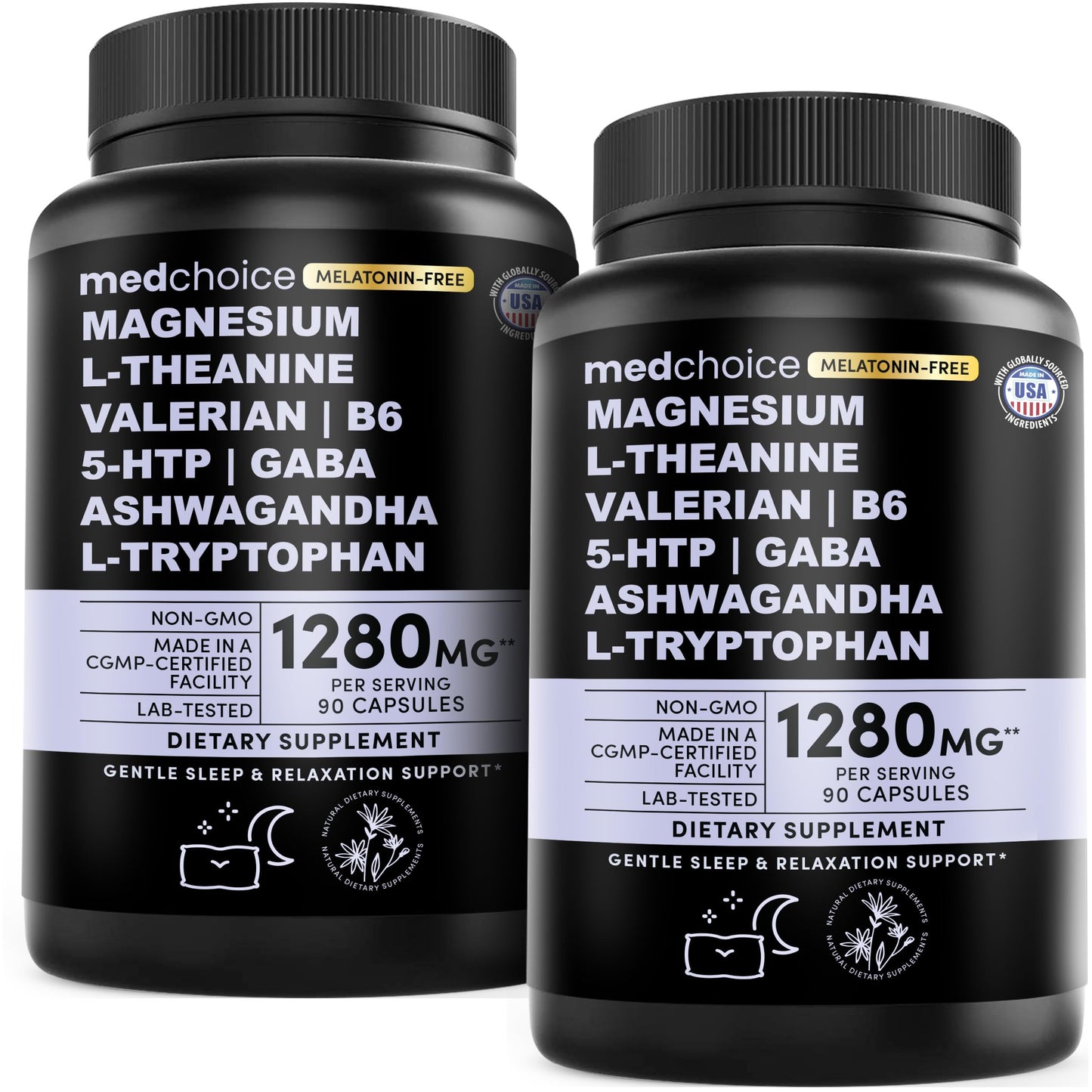 MEDCHOICE 12-in-1 Sleep Support Capsules – Melatonin-Free, Non-Habit Forming (Pack of 2, 180 capsules)