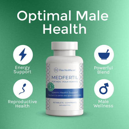 Medfertil for Men Dietary Supplement (90 ct) – CoQ10, B12, Zinc | Elan Healthcare