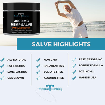 Medical Miracles Hemp 3000mg Salve – Extreme Strength for Joints | USA Made