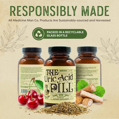 Medicine Man Plant Co The Uric Acid Pill – 90 Capsules | Tart Cherry, Celery Seed & Burdock Root