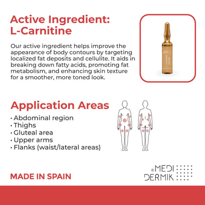 MediDermik L-Carnitine Dermik – 20 Ampoules x 5ml | Fat Metabolism & Skin Firmness