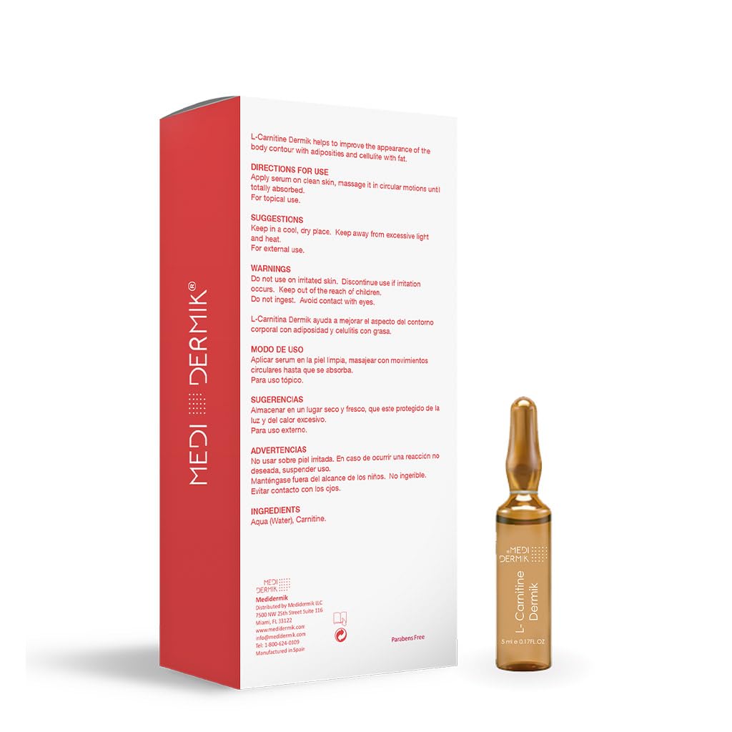 MediDermik L-Carnitine Dermik – 20 Ampoules x 5ml | Fat Metabolism & Skin Firmness