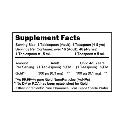 MediGOLD True Colloidal Gold AuNP Supplement – 250 mL in BPA-Free Bottle