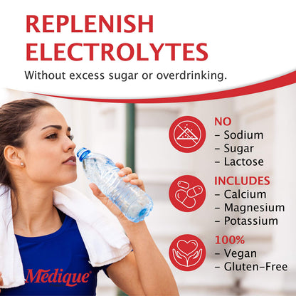 Medique Medi-Lyte Electrolyte Tablets with Potassium Chloride for Cramps - 100 Tablets