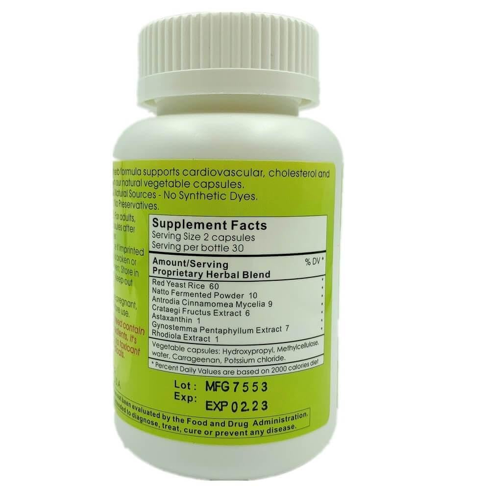 Meditalent Kong May Herbal Supplement — Red Yeast Rice, Natto Fermented Powder & Antrodia Mushrooms, 60 Capsules