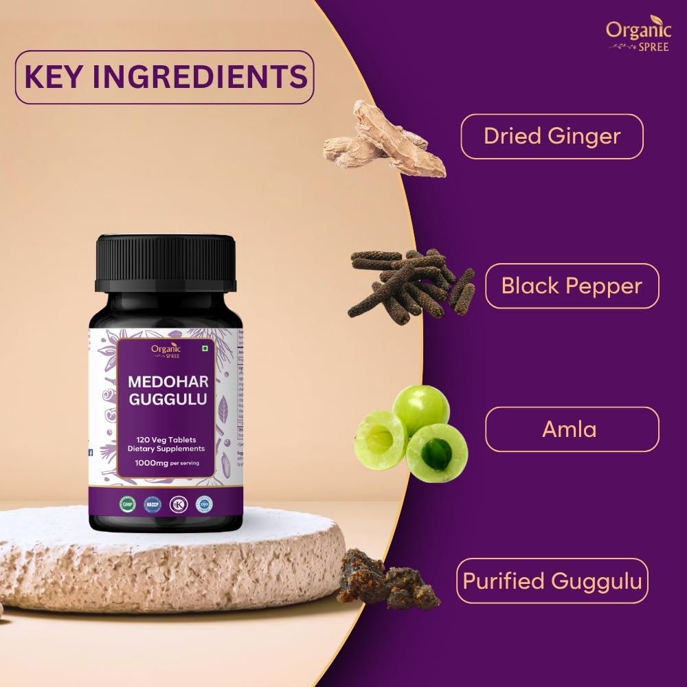Organic Spree Medohar Guggulu 120 Tablets – Ayurvedic Metabolism & Immune Health (Pack of 2)