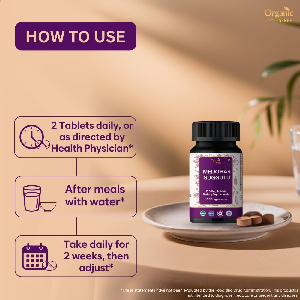 Organic Spree Medohar Guggulu 120 Tablets – Ayurvedic Metabolism & Immune Health (Pack of 2)