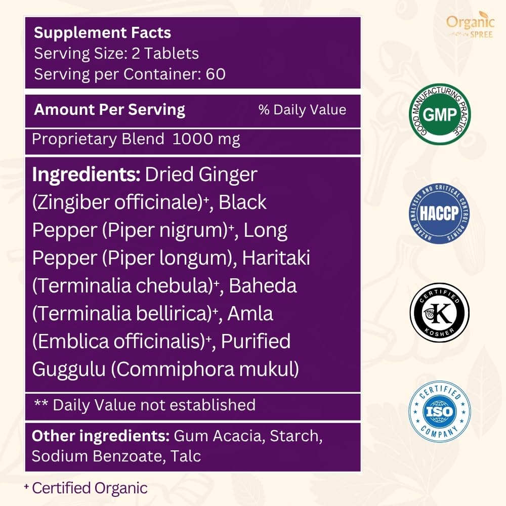 Organic Spree Medohar Guggulu 120 Tablets – Ayurvedic Metabolism & Immune Health (Pack of 2)