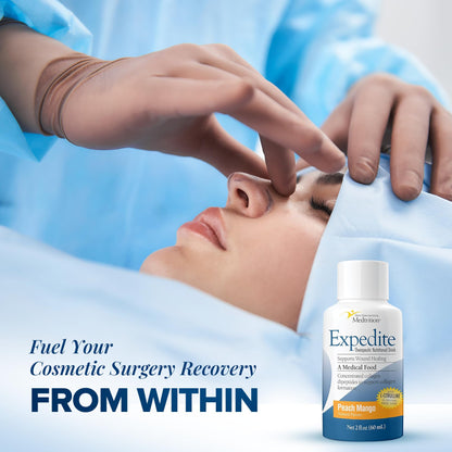 Medtrition Expedite Liquid Collagen – Peach Mango, 2 oz, Pack of 24 | Post-Surgery Recovery Nutrition
