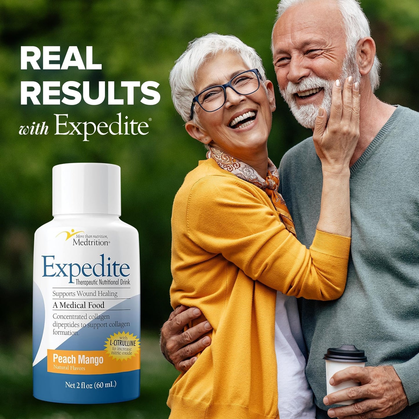 Medtrition Expedite Liquid Collagen – Peach Mango, 2 oz, Pack of 24 | Post-Surgery Recovery Nutrition