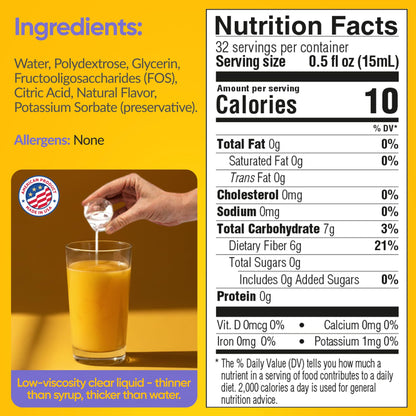 Medtrition HyFiber Kids Liquid Fiber – 6g Fiber per 0.5 oz, 32 Servings per Bottle, Pack of 2