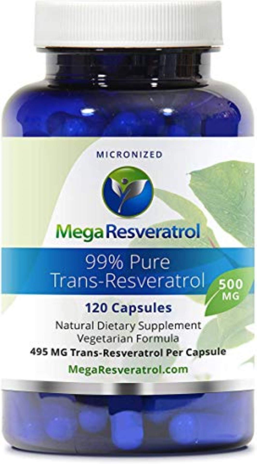 Mega Resveratrol – Pharmaceutical Grade 99% Pure, Micronized Trans-Resveratrol, 500mg Capsule, 120 Veggie Caps