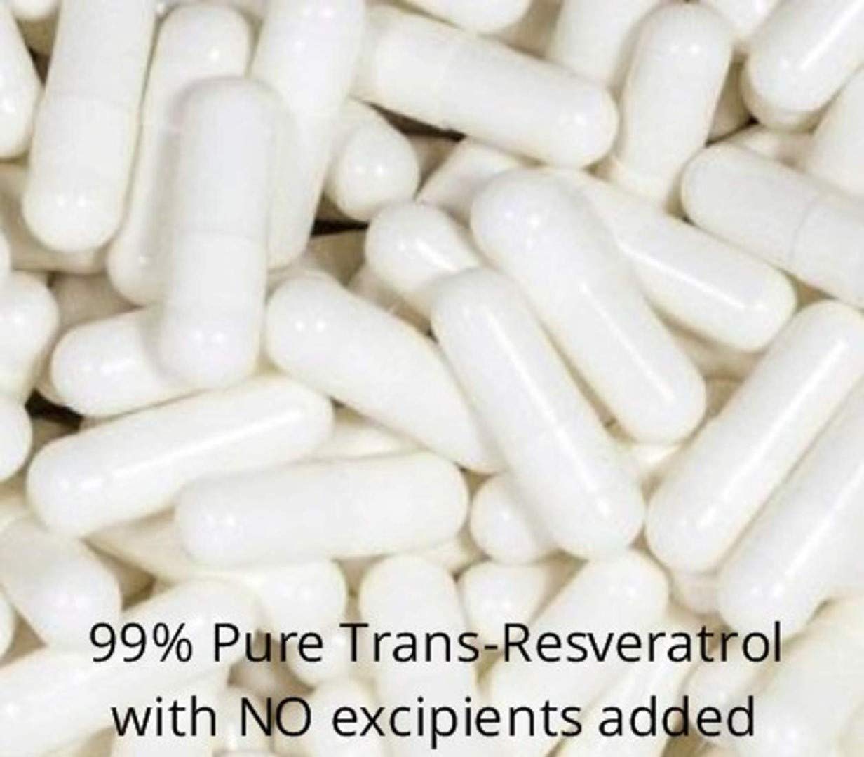Mega Resveratrol, Pharmaceutical Grade, 99% Pure, Micronized Trans-Resveratrol, 120 Capsules, 250 mg per Capsule. Purity Certified. Absolutely no Toxic Inactive Ingredients Added.