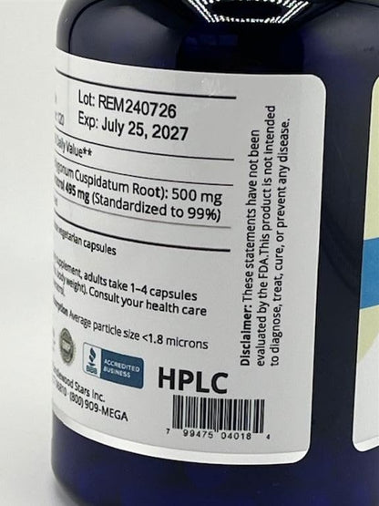 Mega Resveratrol – Pharmaceutical Grade 99% Pure, Micronized Trans-Resveratrol, 500mg Capsule, 120 Veggie Caps
