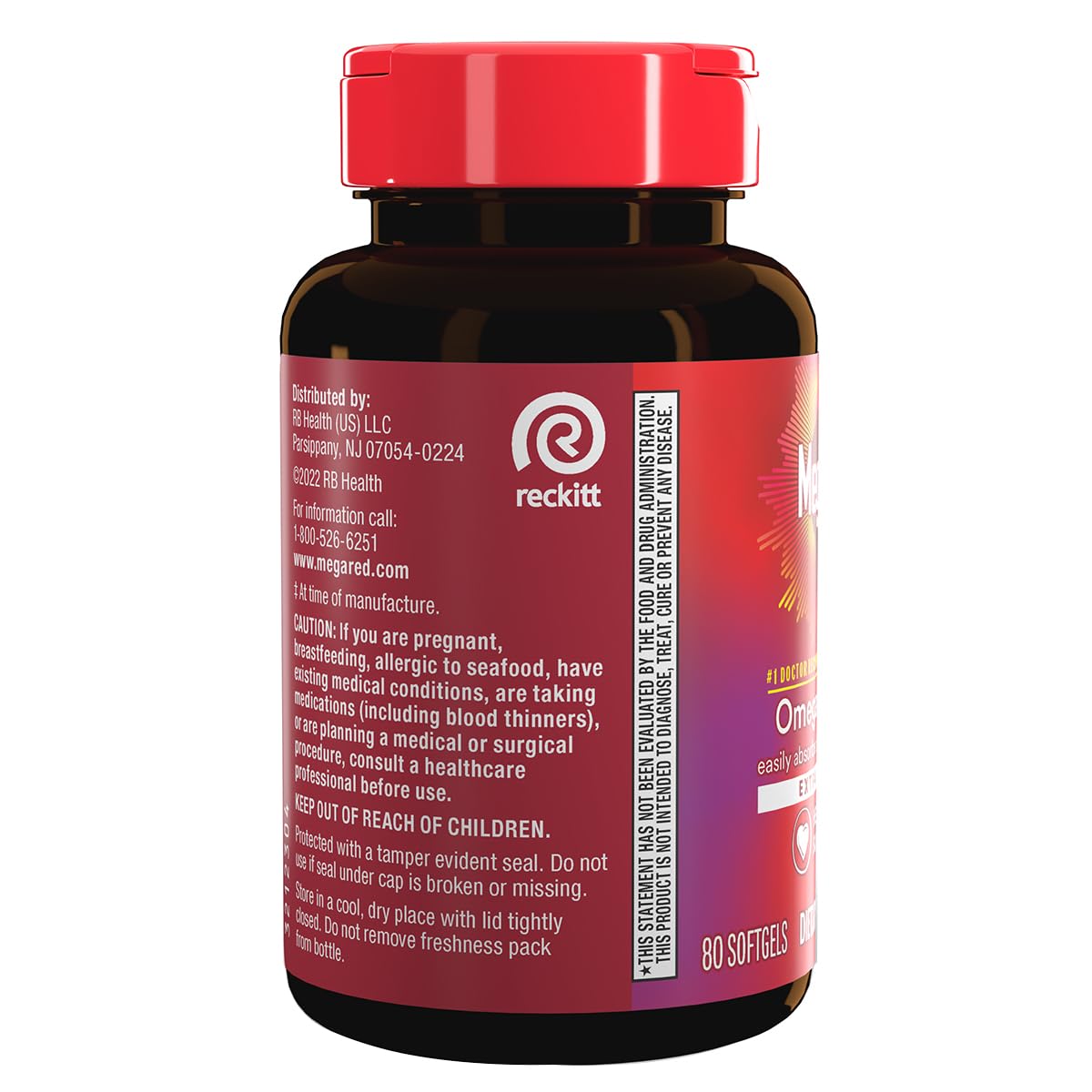MegaRed Extra Strength Krill Oil 500mg - EPA/DHA, No Fishy Aftertaste | Heart Health, 80 Softgels (2 Pack)