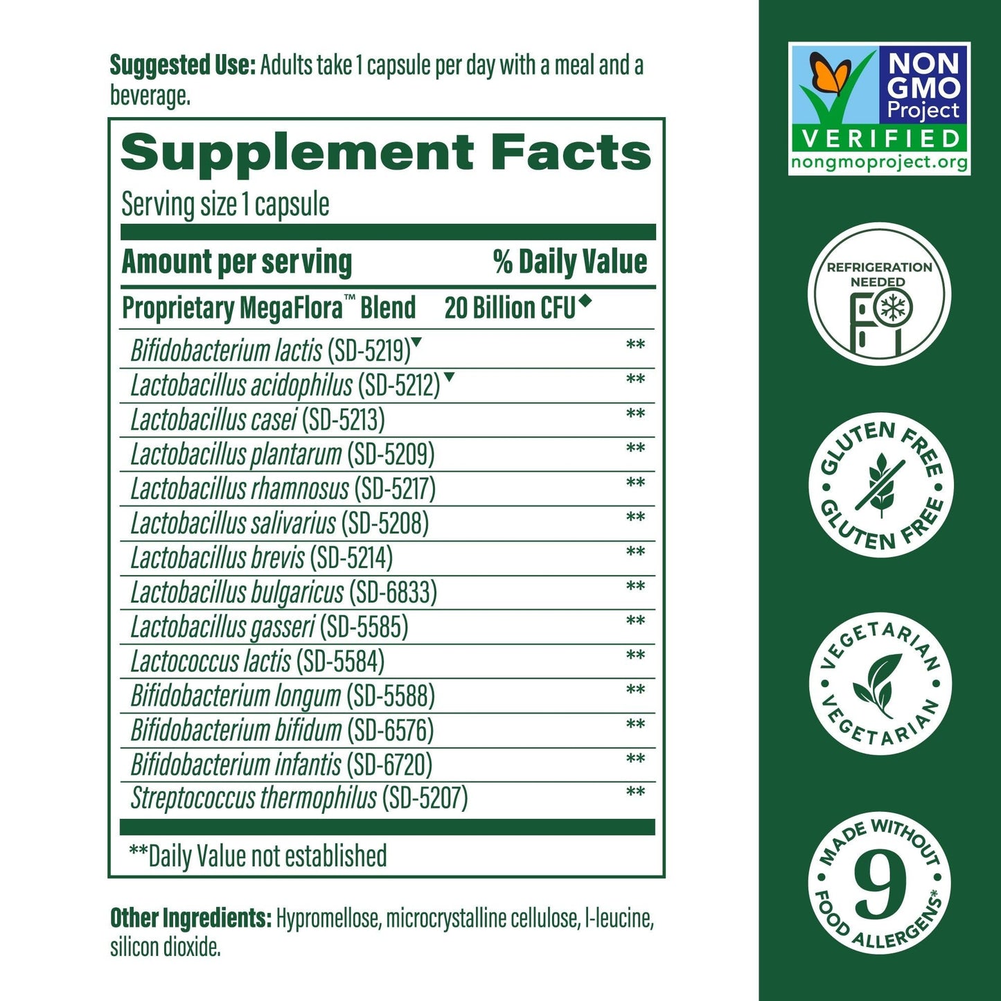 MegaFood MegaFlora Probiotic - 20B CFU, 14 Strains for Digestive Health & Immune Support - Vegetarian & Non-GMO - 60 Mini Capsules