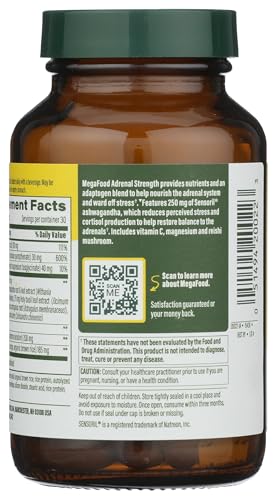 MegaFood Adrenal Strength - Adrenal Support with Ashwagandha, Magnesium Glycinate, Vitamin C | Vegetarian, 60 Tablets
