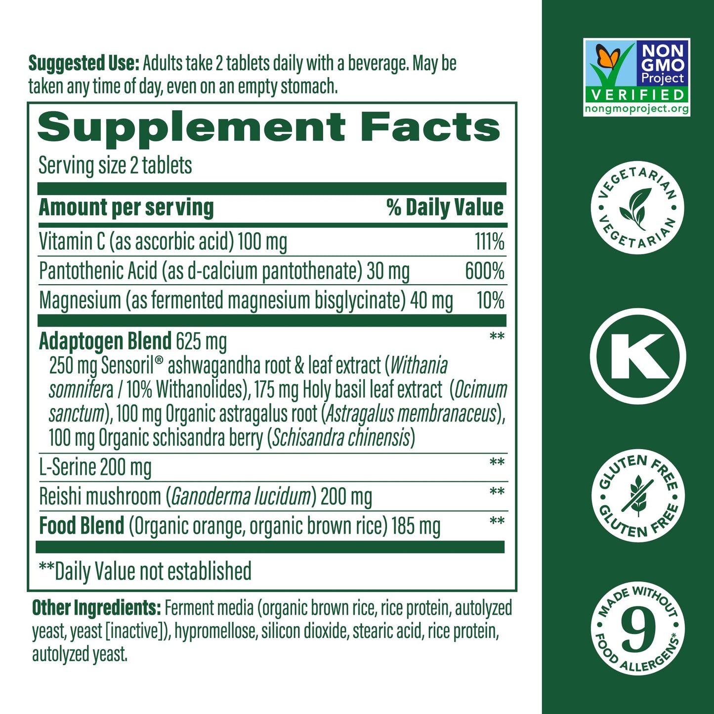 MegaFood Adrenal Strength - Adrenal Support with Ashwagandha, Magnesium Glycinate, Vitamin C | Vegetarian, 60 Tablets