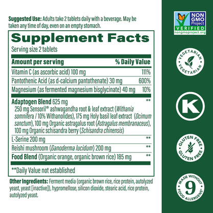 MegaFood Adrenal Strength - Adrenal Support with Ashwagandha, Magnesium Glycinate, Vitamin C | Vegetarian, 60 Tablets