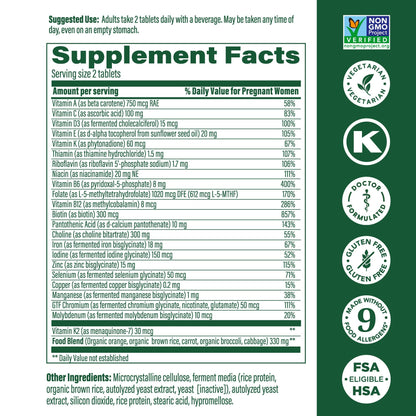 MegaFood Baby & Me 2 Prenatal Vitamins – Folate, Choline, Iron & Vitamin D | 120 Tabs (60 Servings)