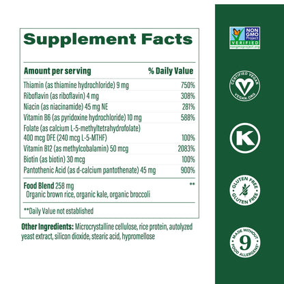 MegaFood Balanced B Complex – Vegan B Vitamins for Energy & Nervous System Support | 90 Tablets