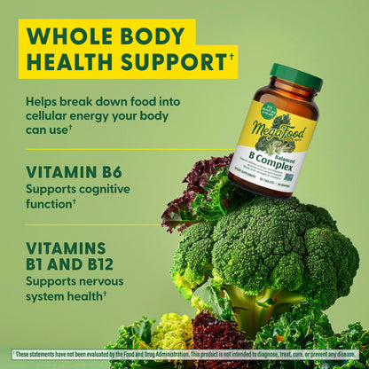 MegaFood Balanced B Complex – Vegan B Vitamins for Energy & Nervous System Support | 90 Tablets
