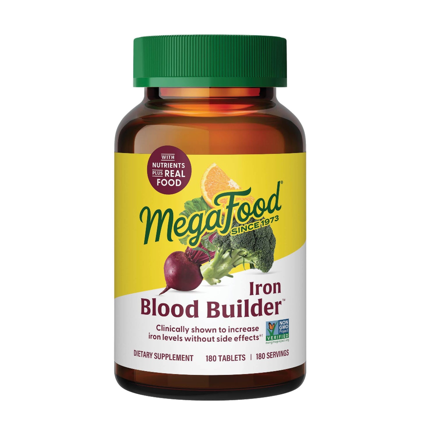 MegaFood Blood Builder Iron Supplement for Women & Men - 180 Tablets - Vegan