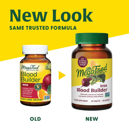 MegaFood Blood Builder Iron Supplement for Women & Men - 180 Tablets - Vegan