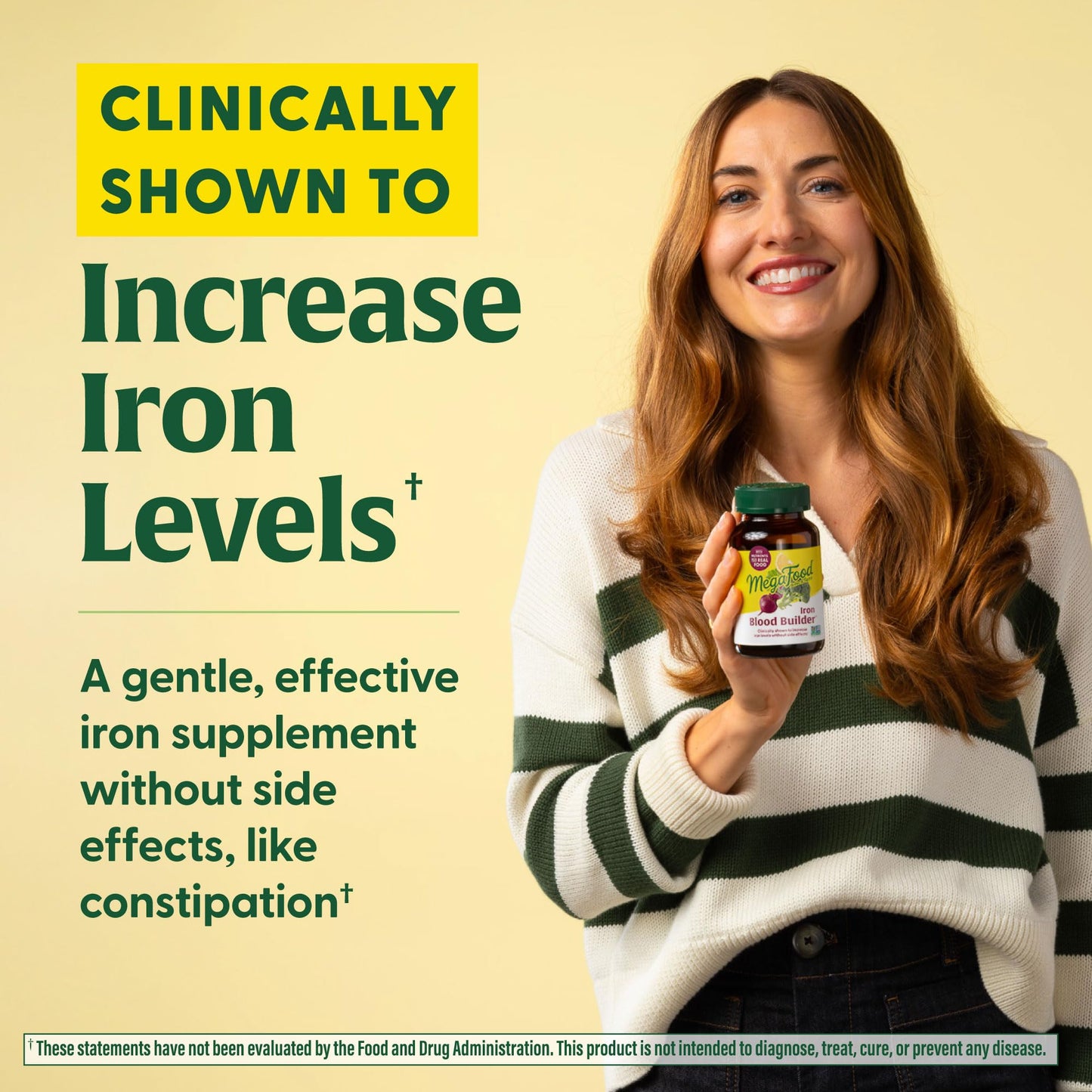 MegaFood Blood Builder Iron Supplement – 26 mg Iron, B12, Folic Acid, Vitamin C – Vegan – 90 Tablets