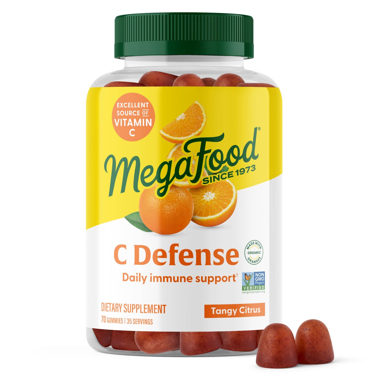 MegaFood C Defense Daily Immune Support Gummies – Tangy Citrus, Vegan & Gluten-Free
