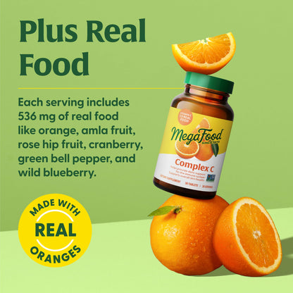 MegaFood Complex C – Vegan Vitamin C with Real Food Ingredients | Gluten-Free, 180 Tablets