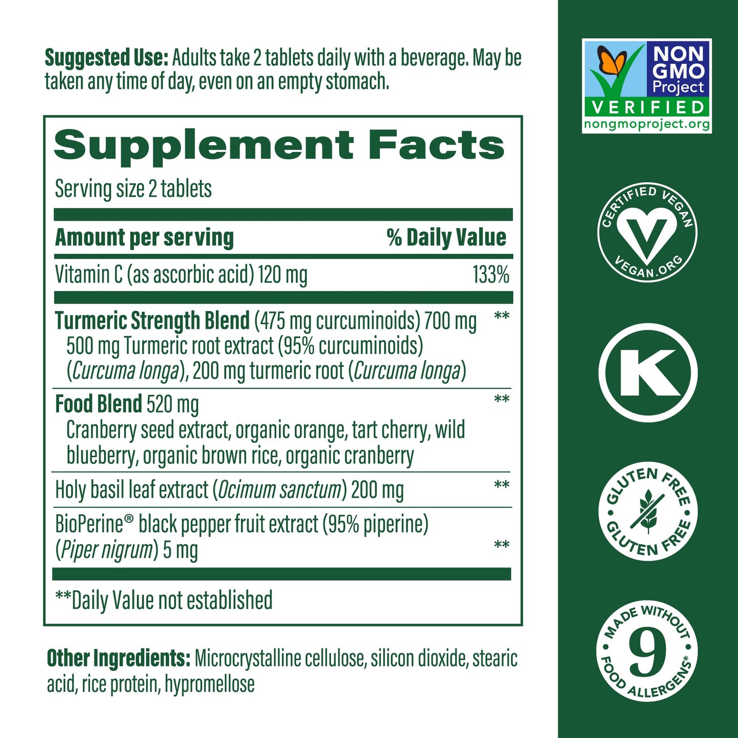 MegaFood Whole Body Turmeric Curcumin Supplement – 475 mg Curcuminoids per Serving, Black Pepper & Vitamin C (Vegan, 120 Tablets)