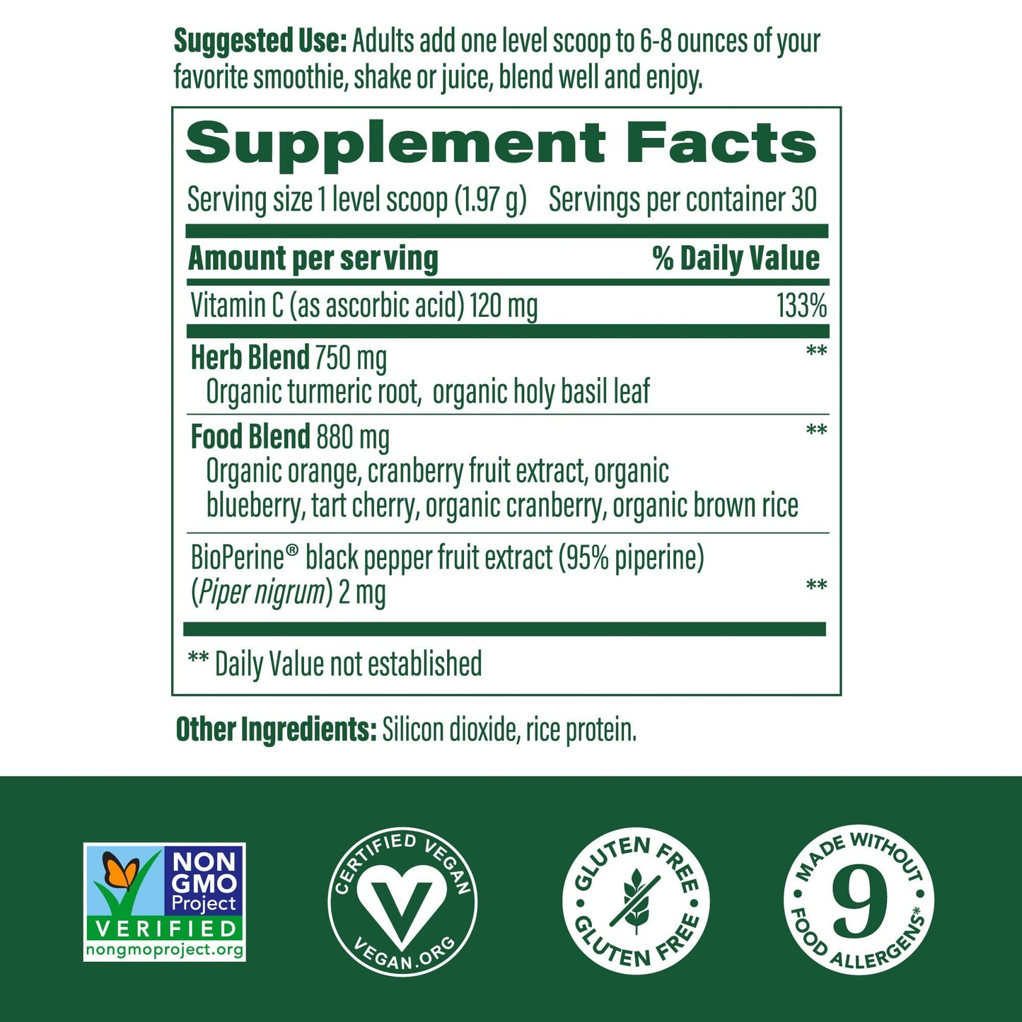 MegaFood Daily Turmeric Nutrient Booster Powder – Vegan Turmeric Supplement with Black Pepper, Tart Cherry & Vitamin C (2 x 2.08 oz)
