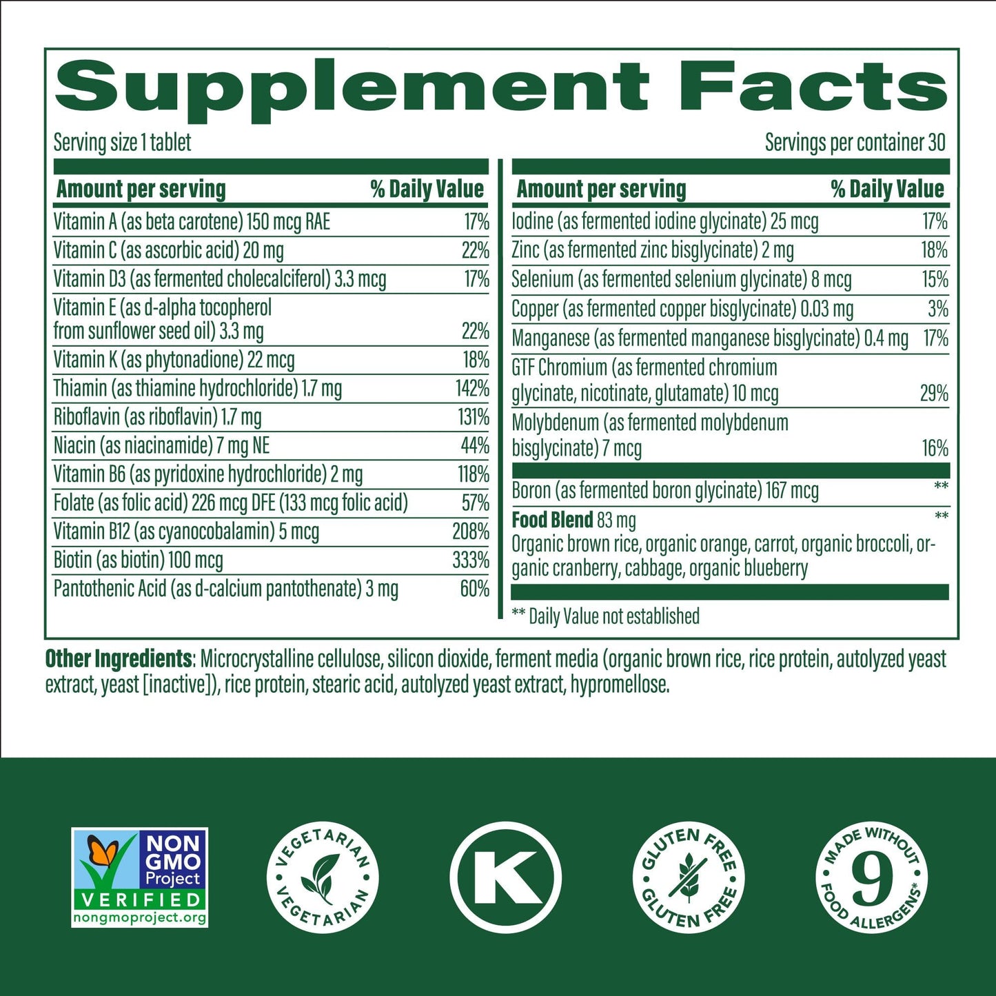 MegaFood Kids One Daily Multivitamin - Zinc, C & D | Gluten Free, Vegetarian, Non-GMO | 60 Tablets
