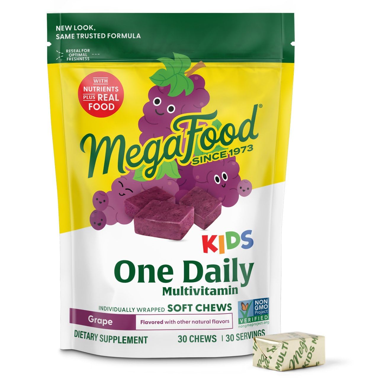 MegaFood Kids One Daily Multivitamin Soft Chews – Grape, 4+, Vegetarian