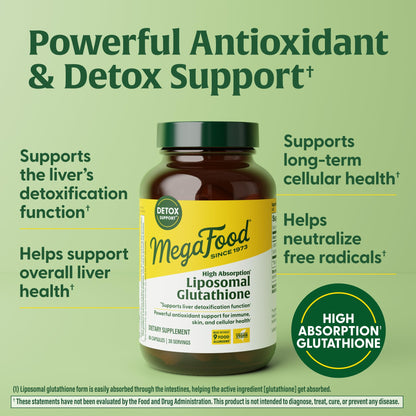 MegaFood High Absorption Liposomal Glutathione — Gluten Free, Vegan | 60 Capsules