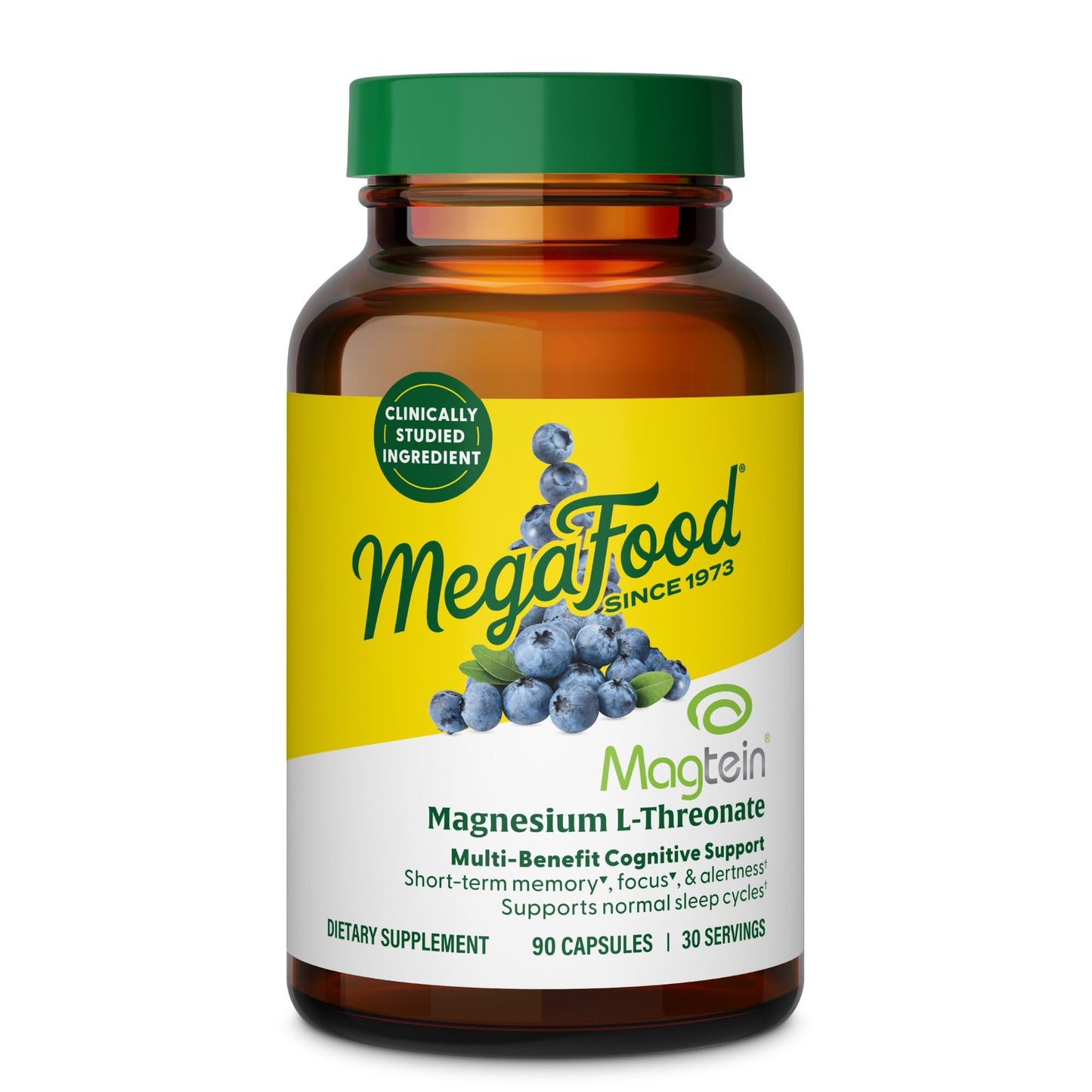 MegaFood Magtein Magnesium Threonate – 2000 mg per Serving | Supports Memory, Focus, Alertness & Sleep – Vegan & Gluten Free | 90 Capsules / 30 Servings