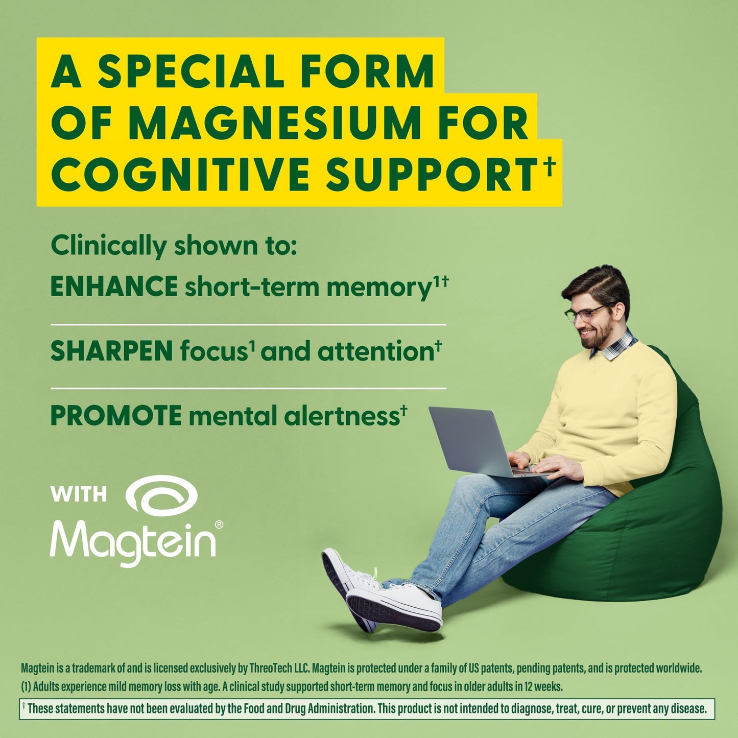 MegaFood Magtein Magnesium Threonate – 2000 mg per Serving | Supports Memory, Focus, Alertness & Sleep – Vegan & Gluten Free | 90 Capsules / 30 Servings