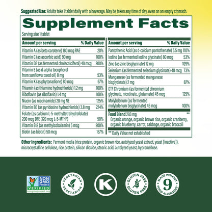 MegaFood Men 55+ Multivitamin - One Daily for Aging, Immune & Bone Support | Vegetarian | 120 Tablets