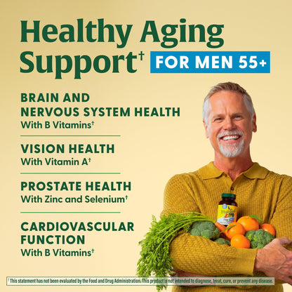 MegaFood Men 55+ Multivitamin - One Daily for Aging, Immune & Bone Support | Vegetarian | 120 Tablets