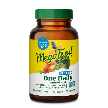 MegaFood Men 55+ One Daily Multivitamin with Methylated B12 – D3, C & Zinc | Vegetarian, 90 Tablets