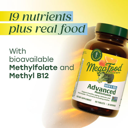 MegaFood Multi for Men 55+ – 120 Tablets | Daily Multivitamin for Men 55+