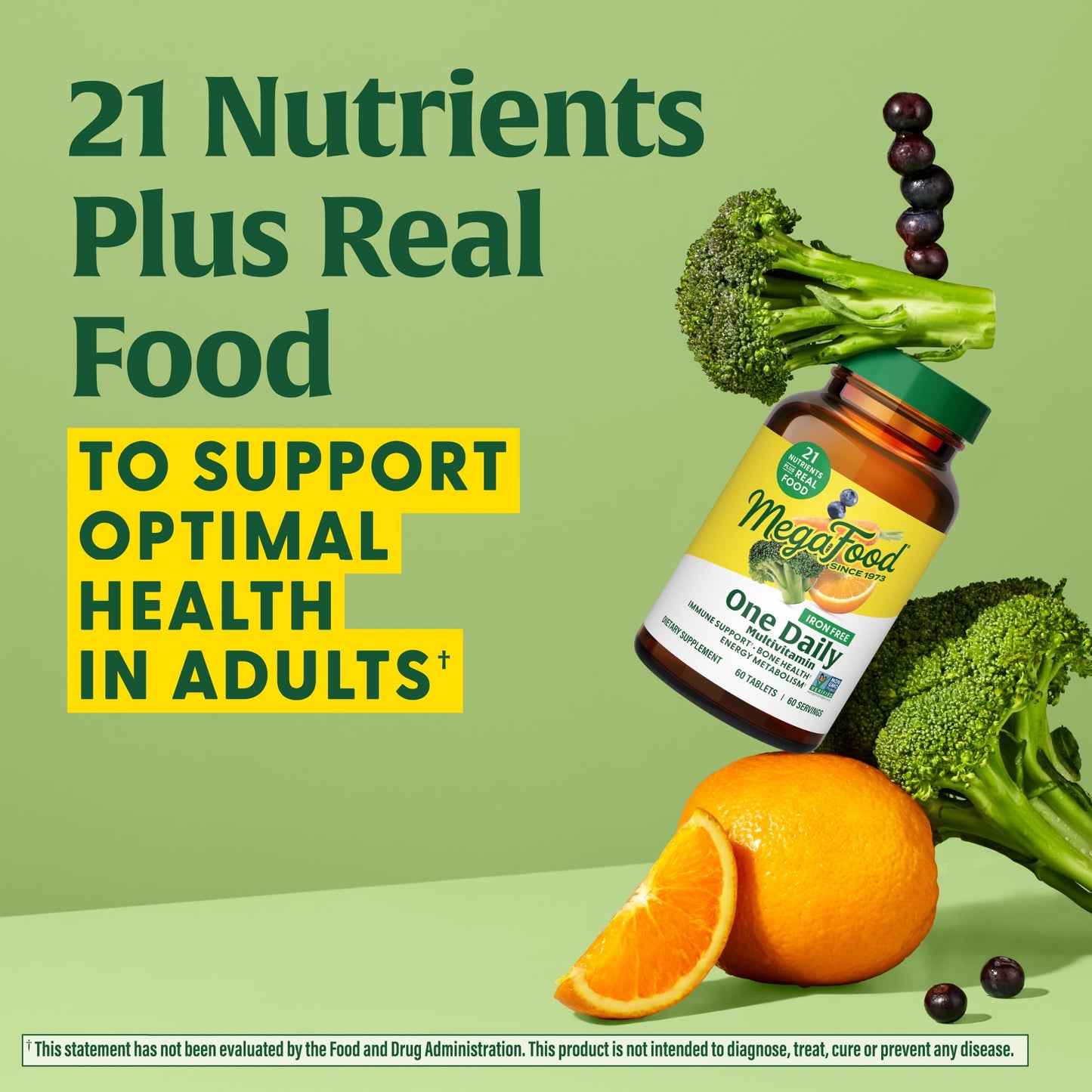 MegaFood One Daily Iron Free Multivitamin – Real Food, Vegetarian, Non-GMO