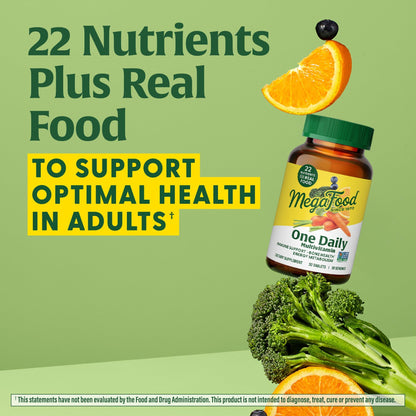 MegaFood One Daily Multivitamin for Women and Men – Real Food Nutrition, Immune Support, Vegetarian, 60 Tablets